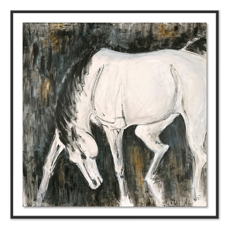 White Horse I Print by Donna Bernstein, 40" H x 40" W x 2.5" D, Black