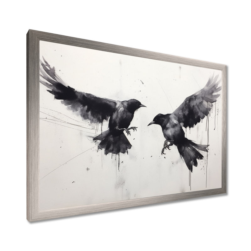 Impression sur toile, corbeau mystique - Mystic Ravens I, H 16 po x l 32 po x P 1 po, Cadre simple argenté
