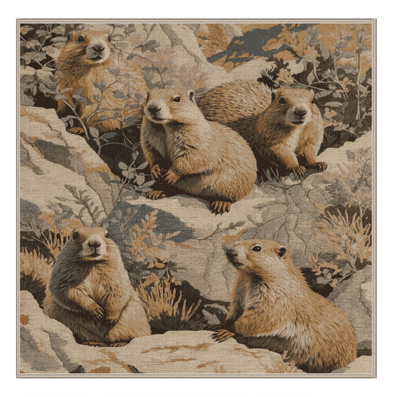 Machine Washable Nature Brown Area Rug, Square 7'