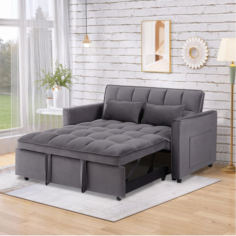 55.1-Inch Convertible Sofa Bed, Dark Gray