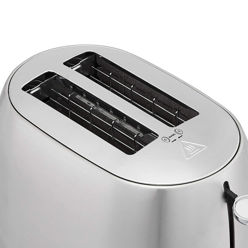 Brushed Silver 2-Slice Toaster with Crumb Tray and 6 Settings