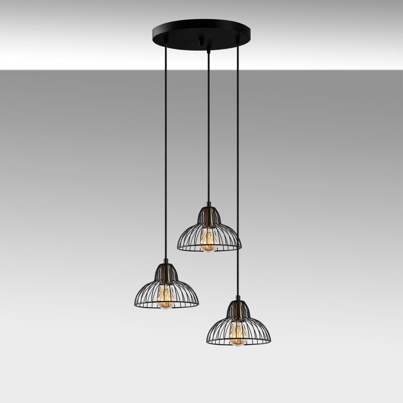 Stunning Industrial Chandelier, Black & Antique Finish, 17.3 x 17.3 x 44.9 inches | Metal Body, Adjustable Height, 3 x E27 Socket (Max 40W) | Perfect for Modern Home Décor, Dining Room & Kitchen Lighting