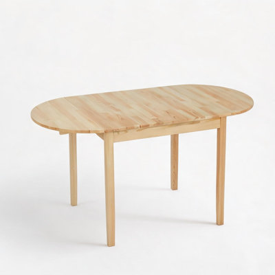 Drop-Leaf Dining Table with Pinewood Construction for Residential Dining Spaces, Organic Natural Finish, Seats Four to Six, 55-Inch