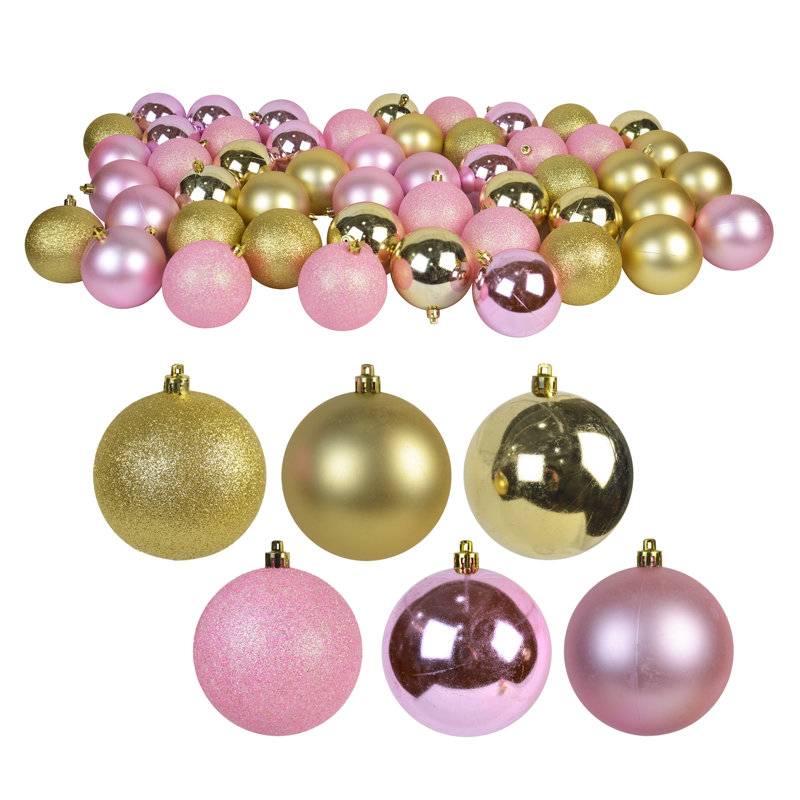 Ornement boule de Noël brillant scintillant, Or / rose