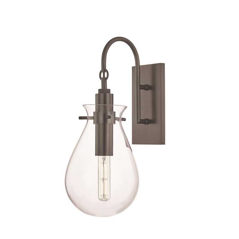 Glass 1-Light Armed Sconce, Old Bronze