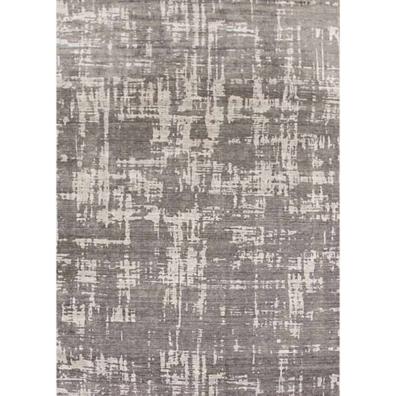 Tapis gris anthracite et argent noué à la main de haute qualité, Rectangle 8 pi x 10 pi, Sans motif ni couleur unie