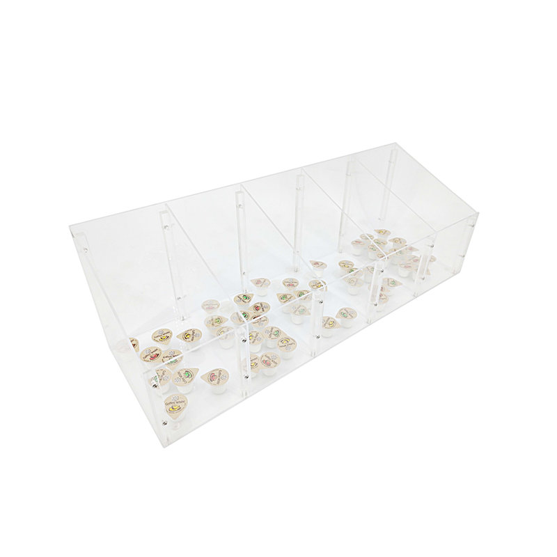 FixtureDisplays® 24 X 8 X 8", 5-Slot Divided Candy Bulk Bin Clear Acrylic Countertop Display Assembly Video in Descripion 100808