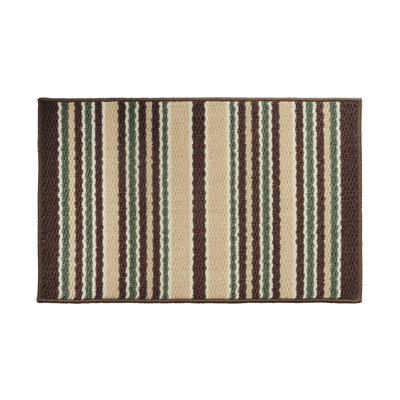 Tapis rayé brun / vert