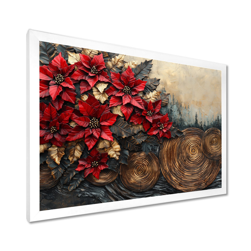 Govanna - art mural floral, H 12 po x l 20 po, Cadre simple blanc