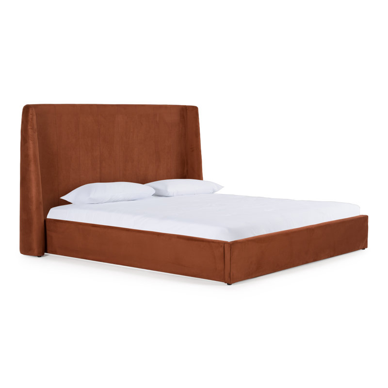 Bayldon Vincie Upholstered Wingback Bed, Taupe, Queen