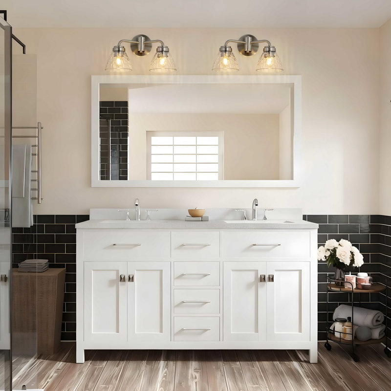 2-Light Bathroom Vanity Light, 9.85" H x 14.2" W x 7.87" D, Brushed Nickel, 2 Lights