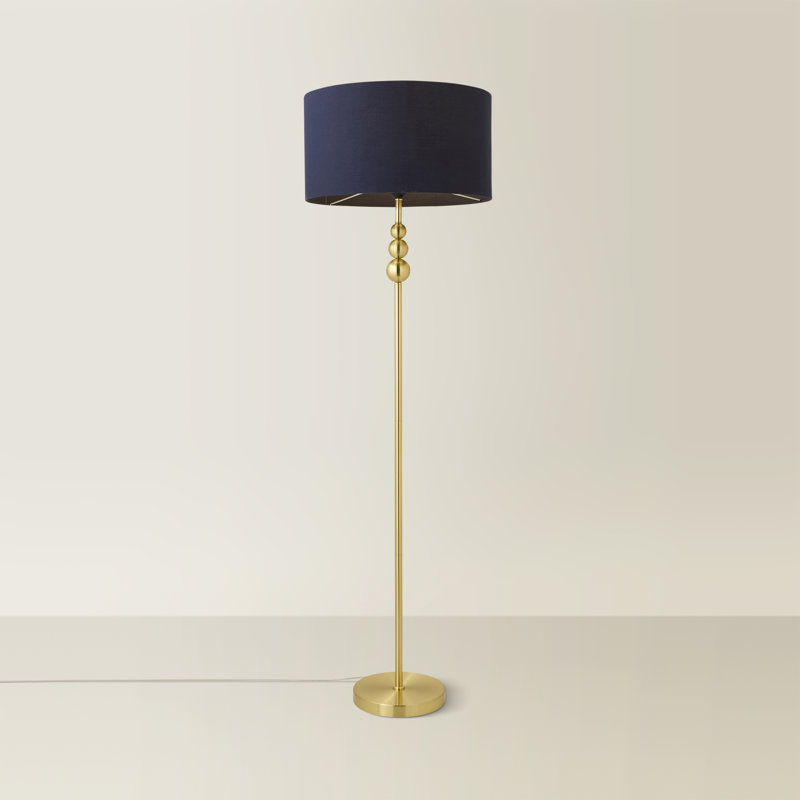 Randalia 145cm Traditional Floor Lamp, Navy, Brushed Gold