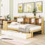 Lit de jour en bois avec armoires, bureau et tiroirs-876605295-876605294