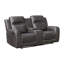 Contemporary Double Reclining Loveseat with Center Console and Cup Holders, Charcoal Microfiber Upholstery, Wall-Hugger Design