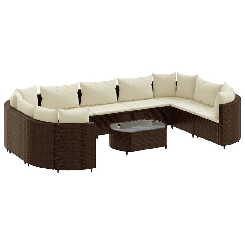  Ensemble de 10 chaises de patio brun, blanc crème, Blanc, crème, Brun