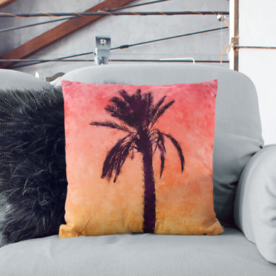 Summertime Palm Tree Painting Cushion with Filling