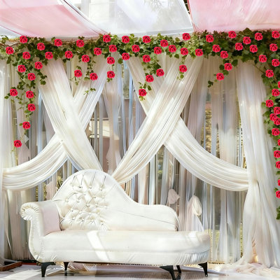 Paquet de 6 plantes artificielles à fleurs de vigne rose 7,5 pi suspendues Rose Ivy Home Hotel Bureau fête de mariage Artisanat (rose rouge)