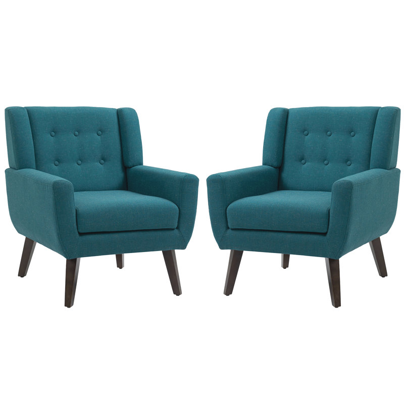 Jaqueze 73.4 Cm Wide Cotton Armchair, Light Blue Linen Blend