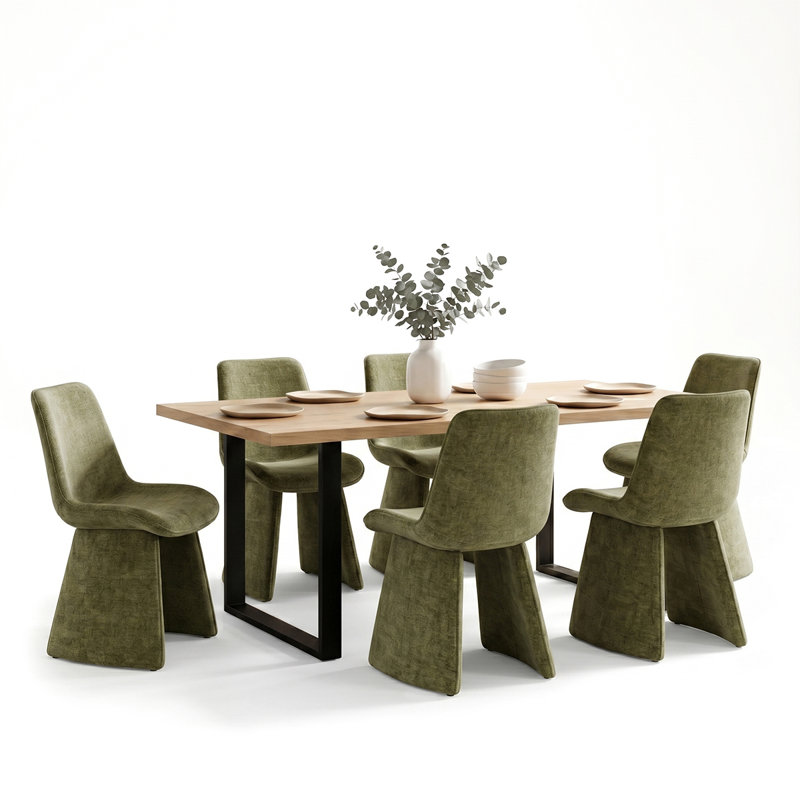 Ensemble de table de salle à manger rectangulaire moderne pour 6 personnes 71 ", Green