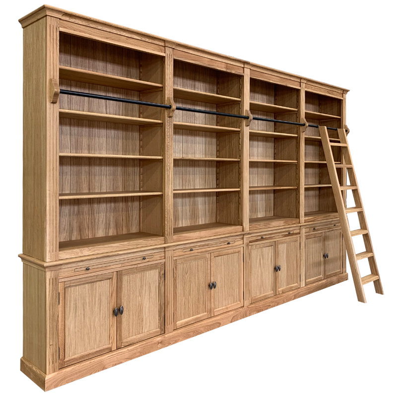 Morris 609.6cm H x 101.6cm W Solid Wood Library Bookcase