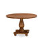 Ensemble de table de salle à manger 7 pièces composé d'une table de salle à manger ronde avec piédestal et 6 chaises rembourrées en tissu de lin, noyer antique-476301665-476301664