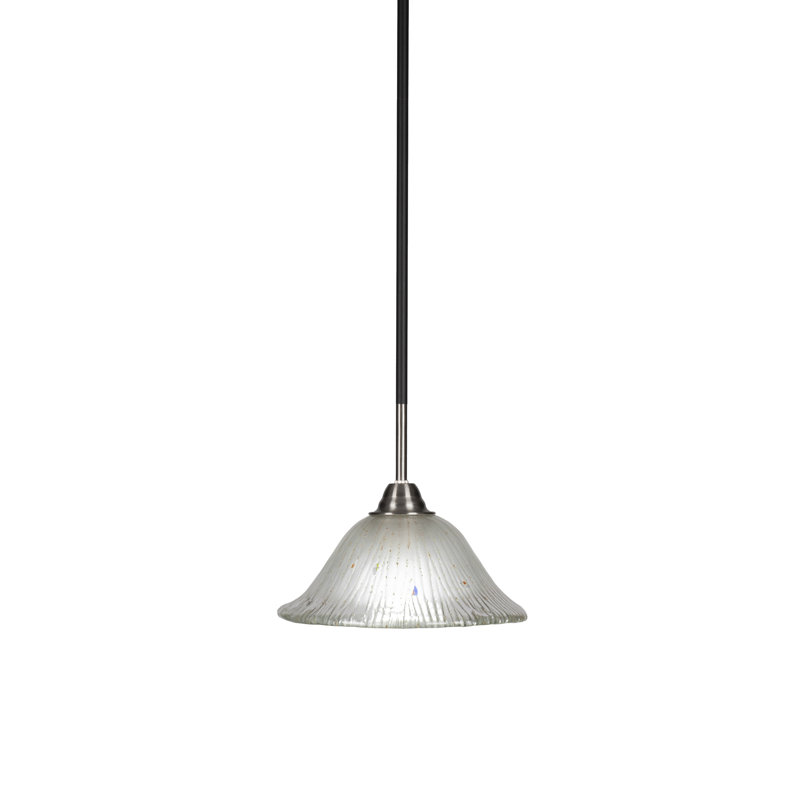 Luminaire suspendu avec tige en verre 10 po Achen Paramount, Cristal givré, Noir mat