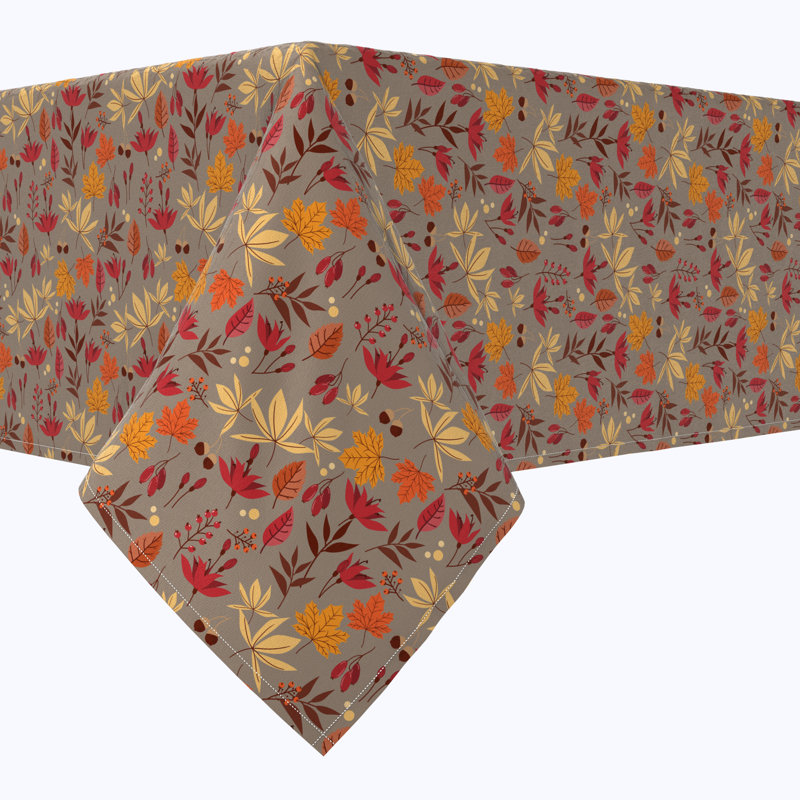 Berries Acorns And Leaves Cotton Tablecloths Floral, 104" x 52"