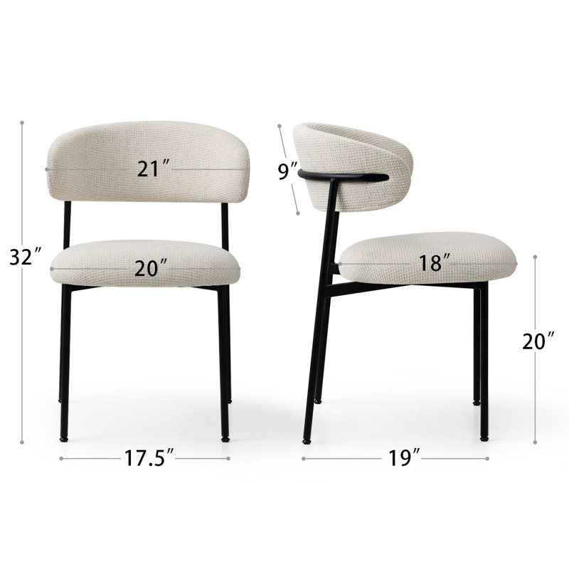Upholstered Dining Chair With Metal Legs, Santi Beige