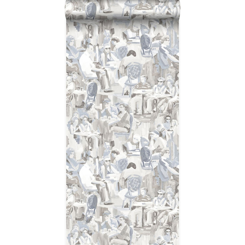 Rouleau de papier peint café neutre L 33 pi x l 20,5 po Gehrmann, Gris / Bleu clair