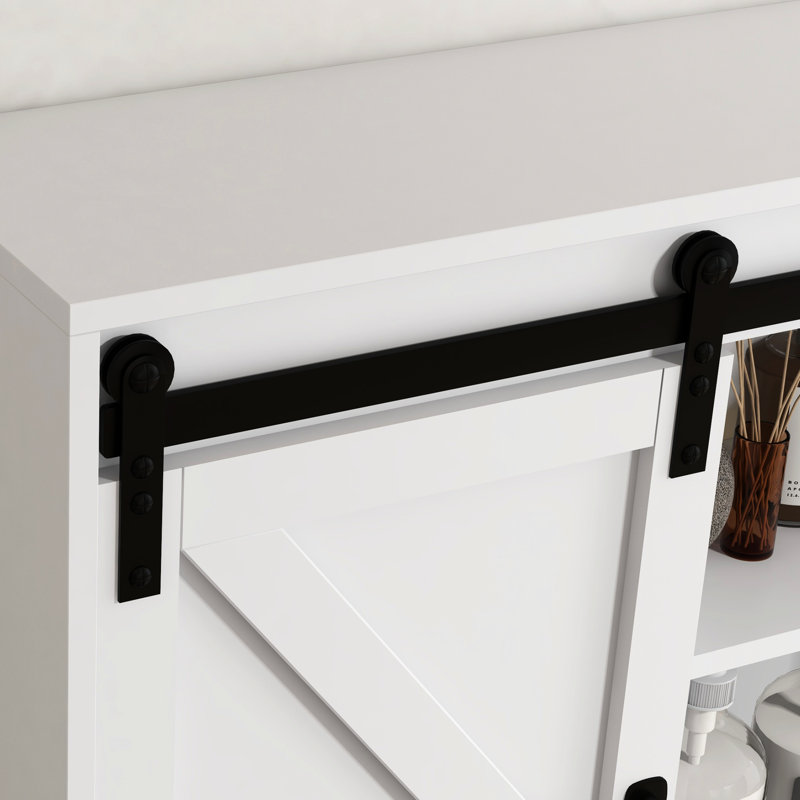 Armoire de rangement pour salle de bain blanche avec tablette de toilette ajustable, blanc, décor rustique