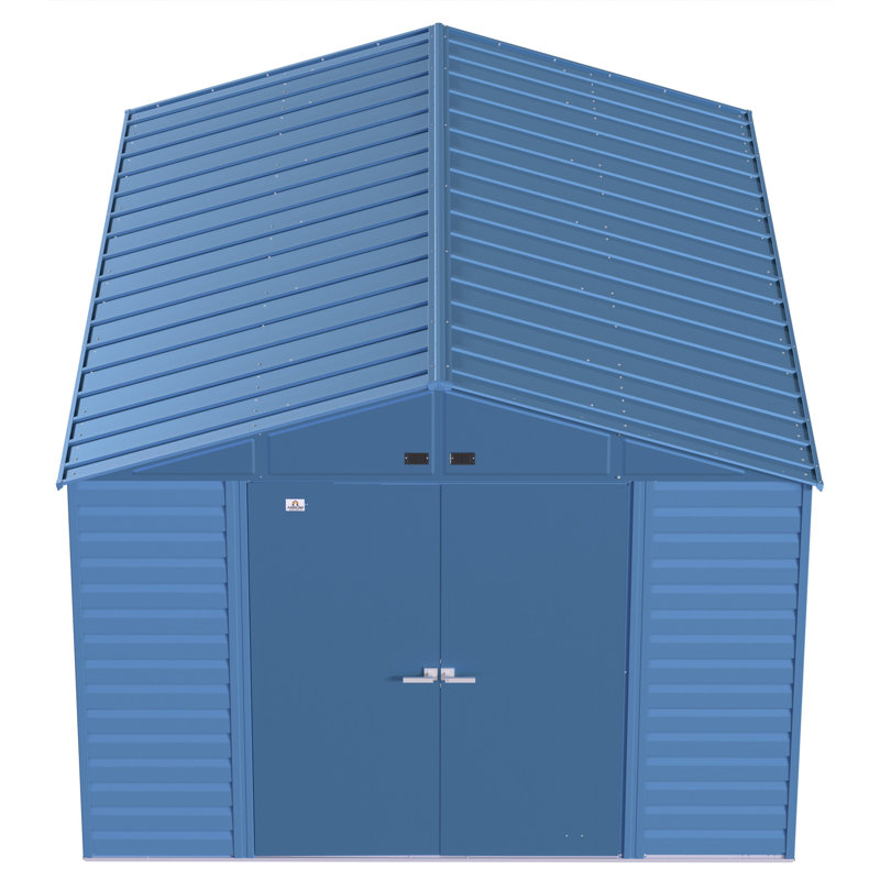 Select Steel Storage Shed Steel Storage Shed, 10X14, Blue Grey, Blue Gray