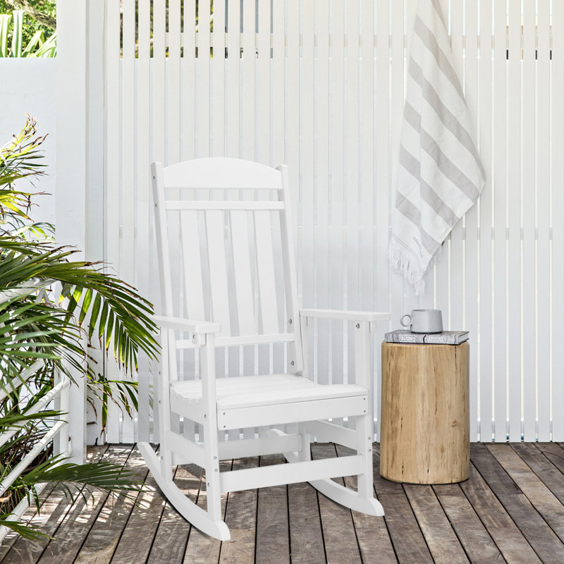 Abrahms HDPE Outdoor Rocking Chair, White