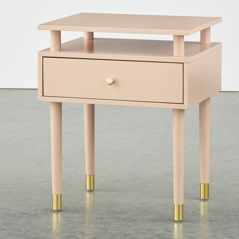 Camylle End Table with Storage, Blush Pink/Gold