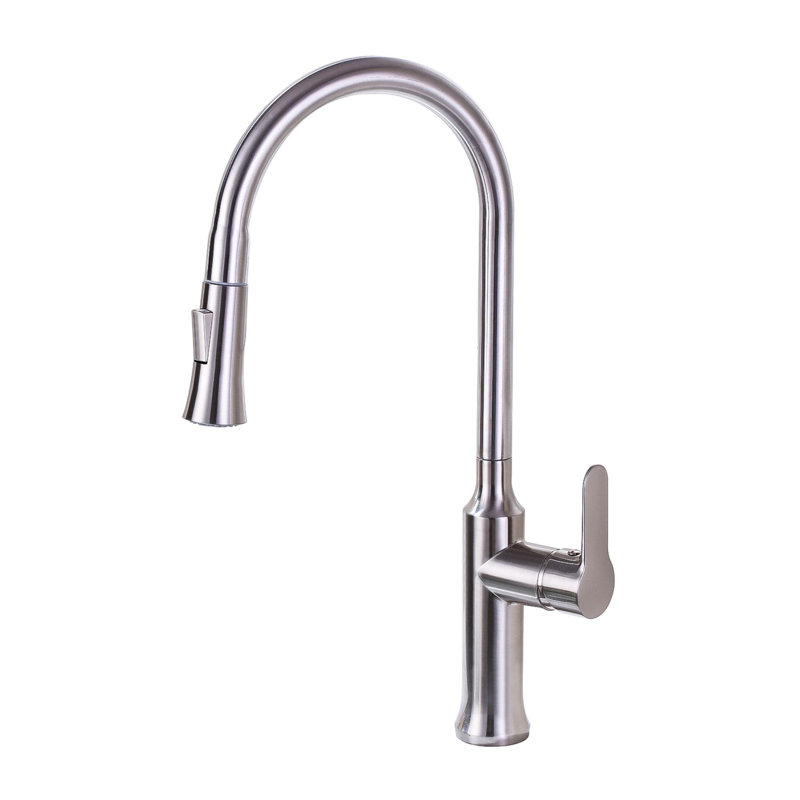 Robinet de cuisine à poignée simple, Nickel brossé