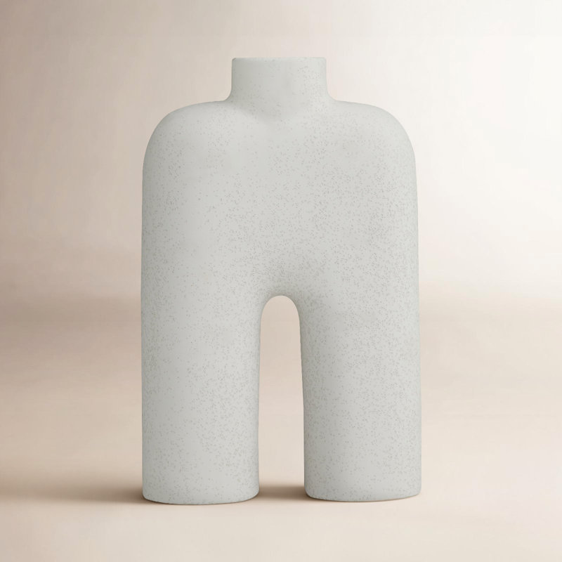 Sharee Stoneware Table Vase, White, 13.45" H x 8.55" W x 3.5" D