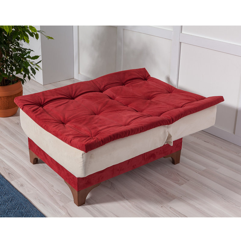 Fauteuil convertible capitonné l 29,53 po Crosland, Rouge Claret / tricot crème