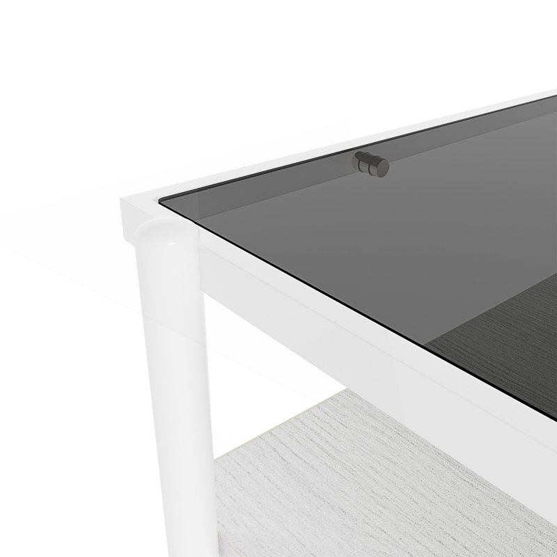 Table basse rectangulaire avec plateau en verre trempé, table moderne, table à thé, Blanc