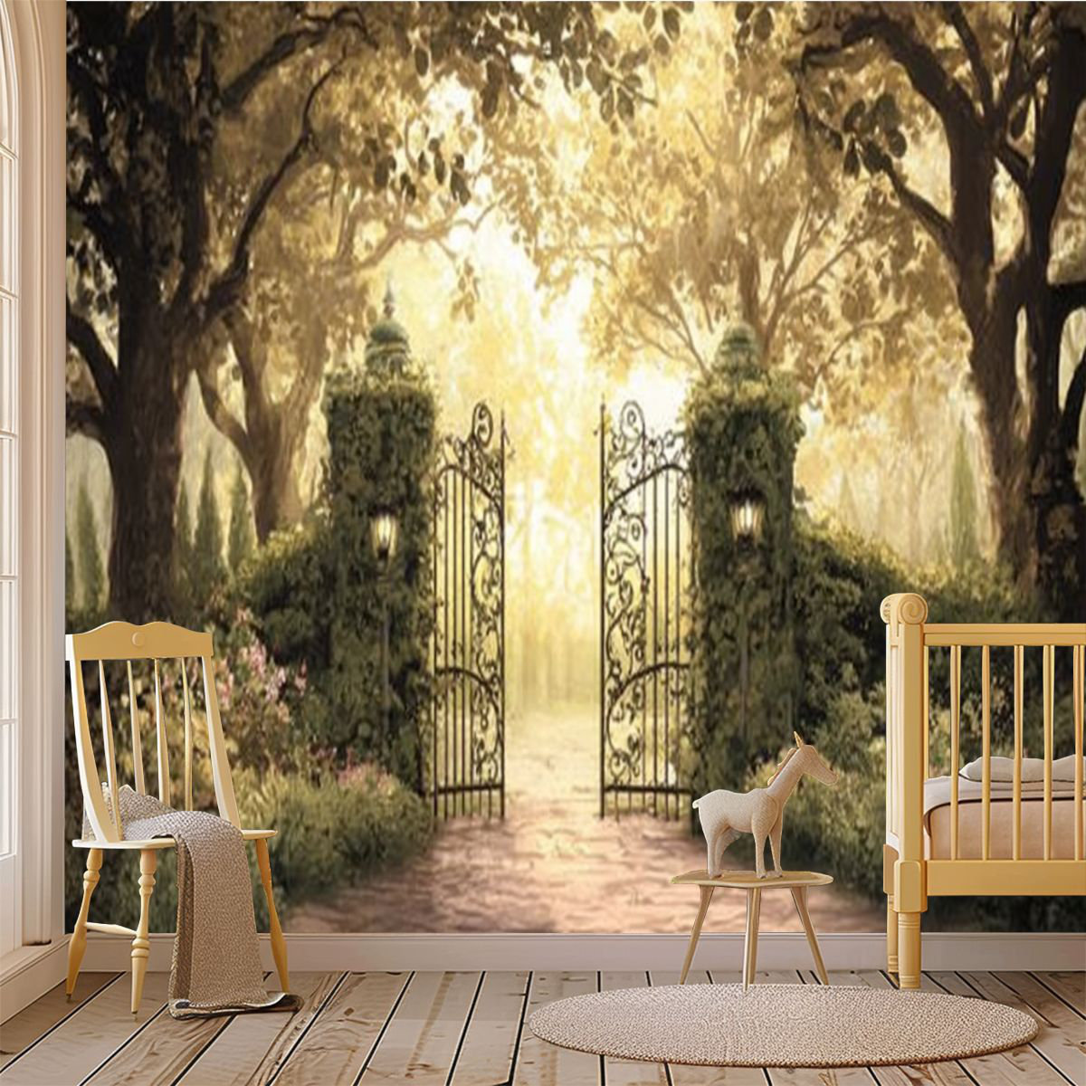 Latitude Run® Peel and Stick Wallpaper Wall Mural Nostalgic Garden ...