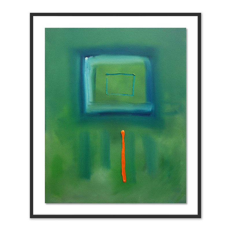 Green Souk Print by Charles Stuart, Black, 48" H x 40" W x 2.5" D