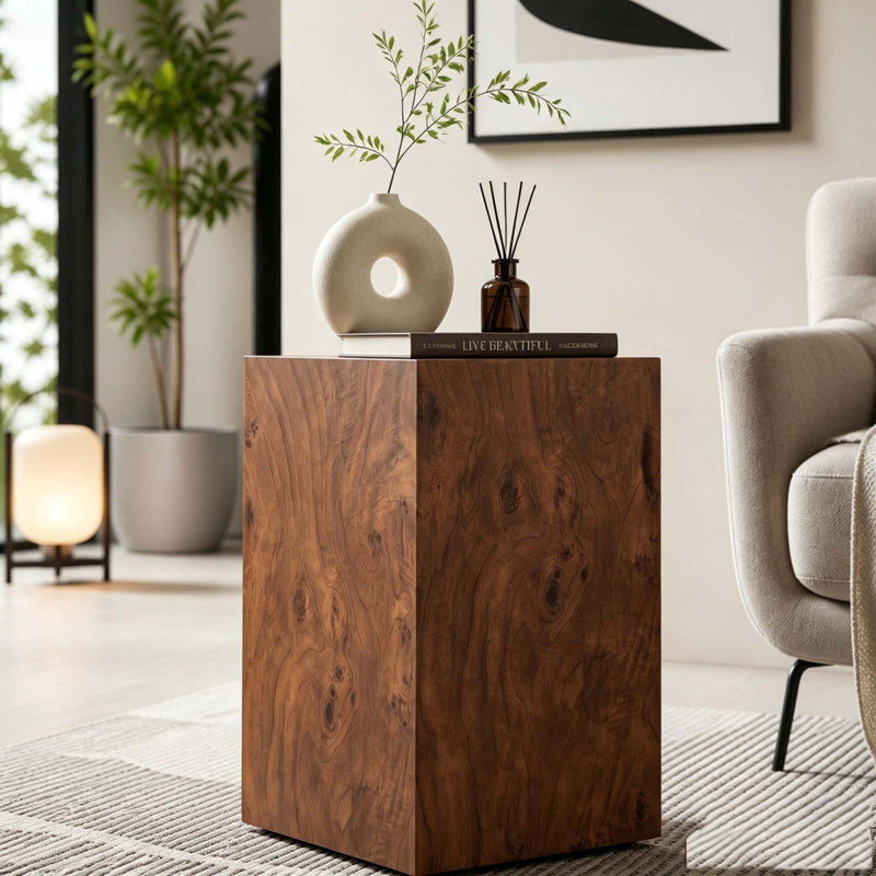 Modern MDF End Table, Walnut