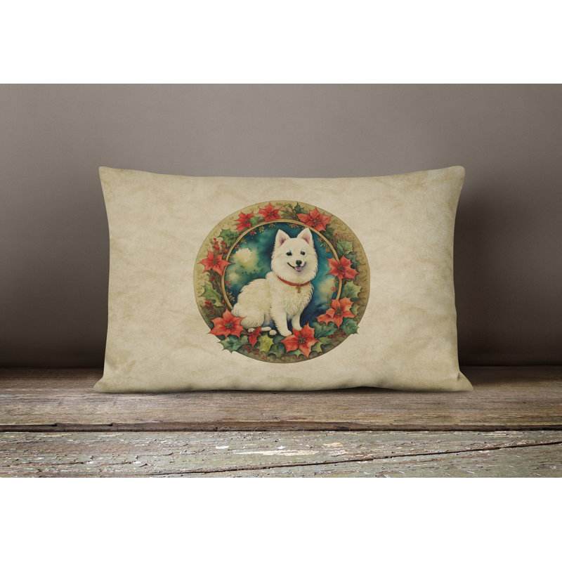 Coussin Christmas, 12 po x 16 po, Rectangulaire, Samoyède