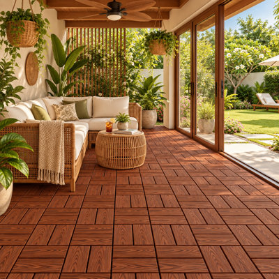 11.8" x 11.8" Waterproof Interlocking Deck Tiles Patio Flooring for Balcony, Poolside, Garden,Low Maintenance