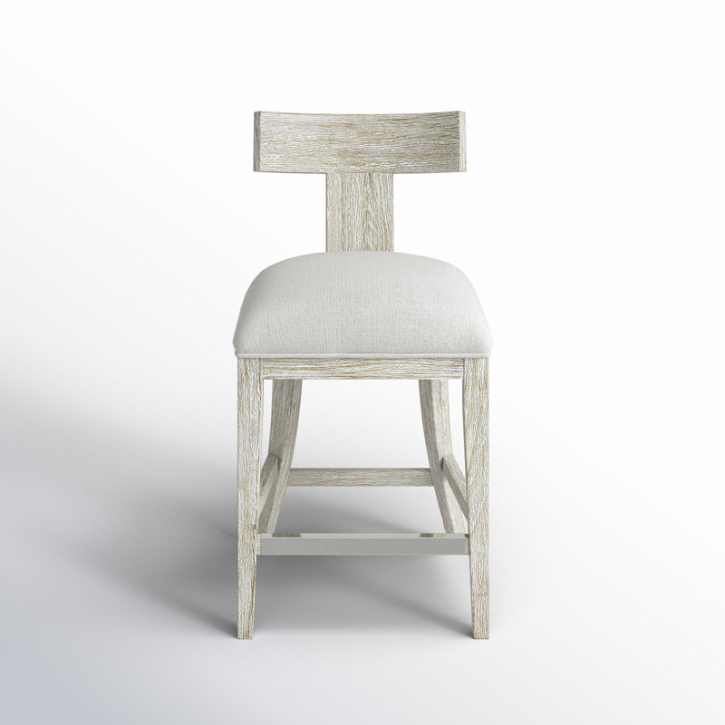 Yasmina Upholstered Counter Stool with Solid Wood Frame, White
