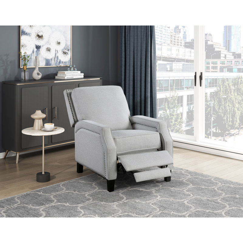 Fauteuil inclinable à dossier poussoir de style transitionnel en chenille de style transitionnel à dossier poussoir