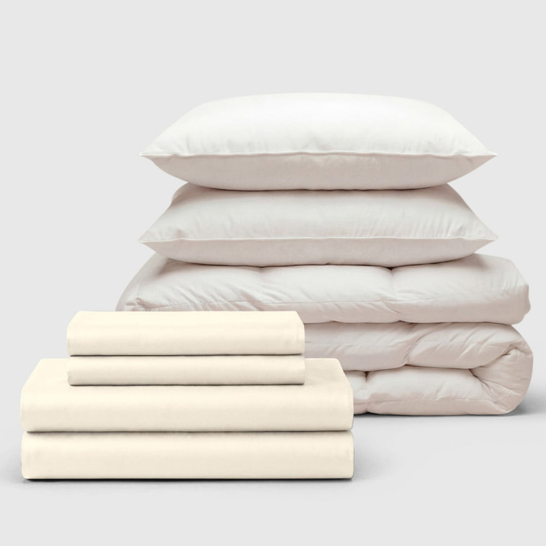 Bedable Cream Sateen Move-In Bedding Set - King - King - Image 2