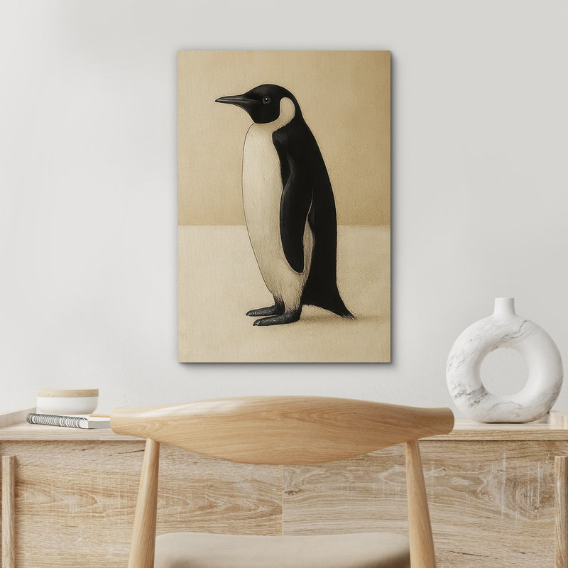 Penguin Minimal Wildlife Profile Art – Pictures Extra Large Framed Canvas Print Wall Art, Wrapped Canvas, Does Not Apply