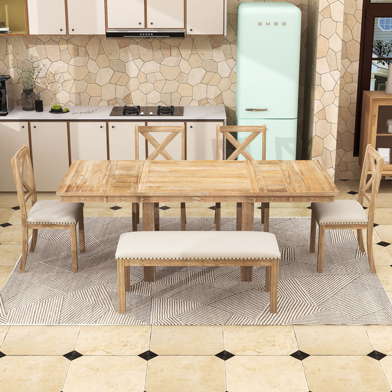 Ensemble de salle à manger extensible pour 6 personnes Brisamar, Naturel