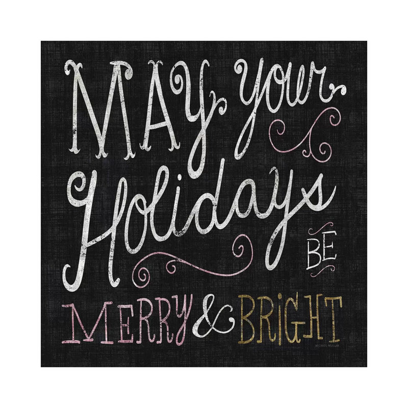 Quirky Christmas Merry And Bright Metallic by Michael Mullan - Wrapped Canvas Print, 93.98 cm H x 93.98 cm W x 3.175 cm D