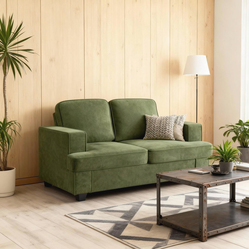 Soft upholstery cushion back Loveseat, Green