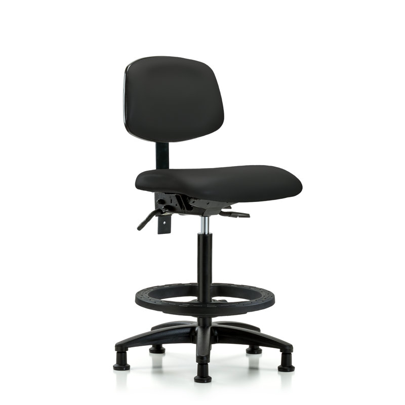 Nicholas Vinyl Drafting Chair, Charcoal, Glides, Included